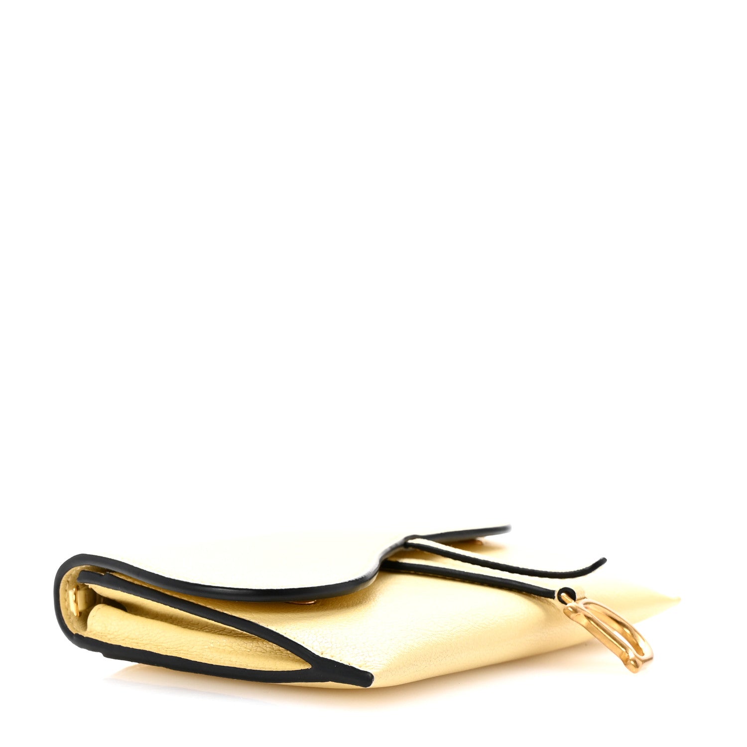 Christian Dior Grained Calfskin Saddle Chain Wallet Pouch Yellow 5 of 8