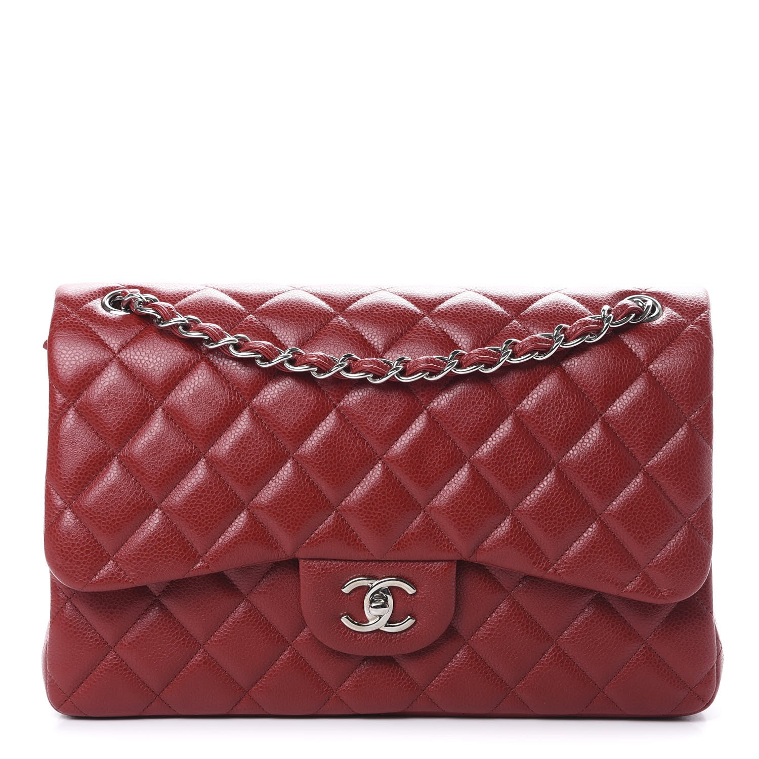 Chanel Caviar Quilted Jumbo Double Flap Red 1 of 13