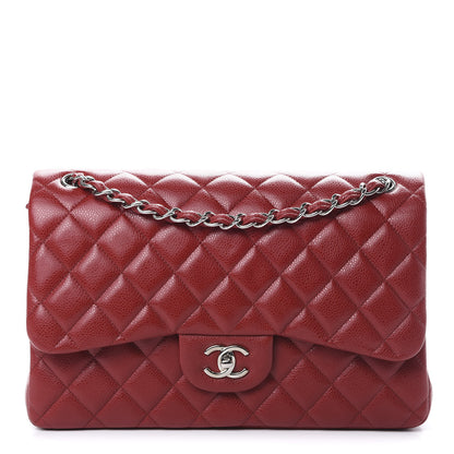 Chanel Caviar Quilted Jumbo Double Flap Red 1 of 13