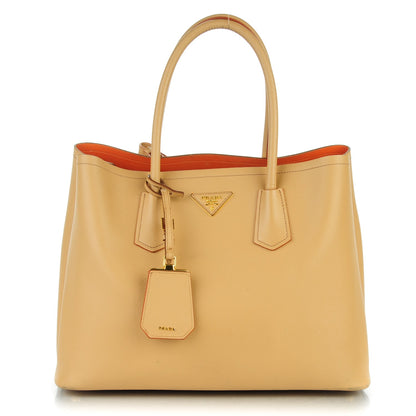 Prada Saffiano Cuir Medium Double Bag Noisette Papaya 1 of 8