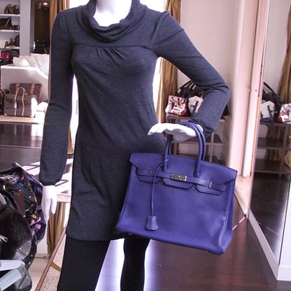 Hermes Taurillon Clemence BIRKIN 35 Cobalt 2 of 10