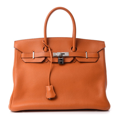 Hermes Taurillon Clemence Birkin 35 Orange 1 of 10