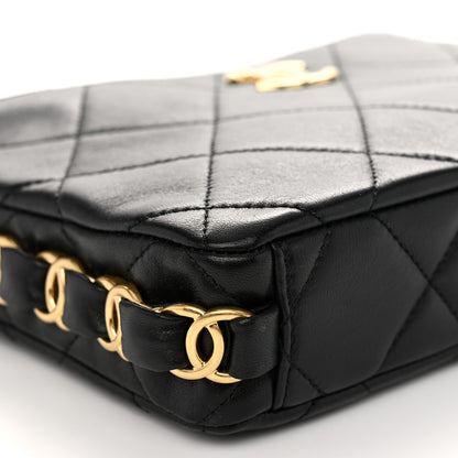 Chanel Lambskin Quilted Small CC Links Hobo Black 9 of 10