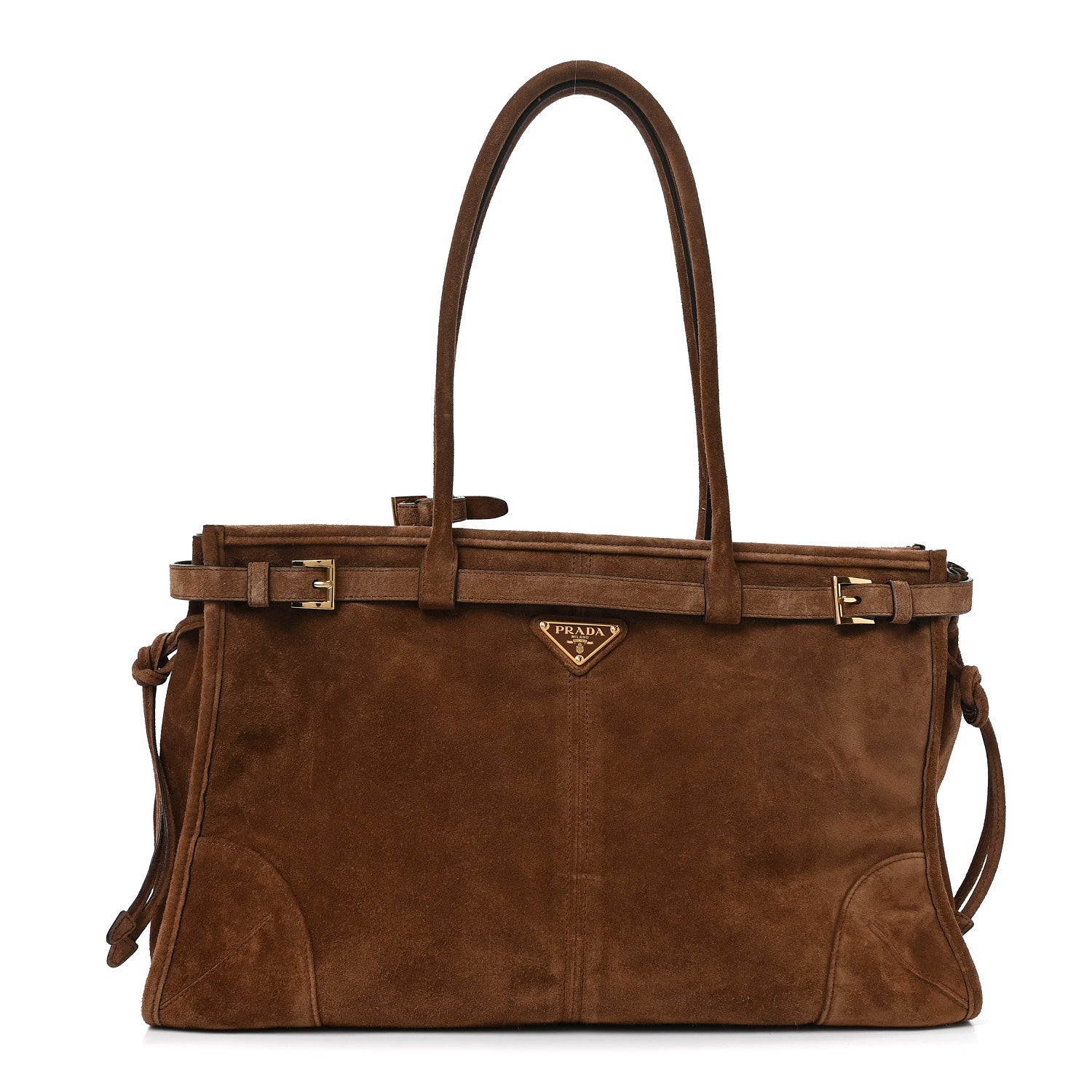 Prada Suede Large Bonnie Shoulder Bag Cacao 1 of 9