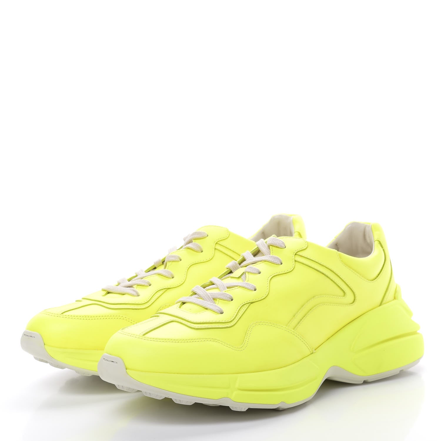 Gucci Calfskin Mens Rhyton Sneakers 12 Yellow Fluo 3 of 9