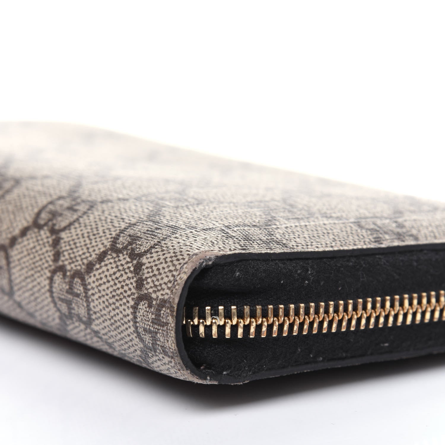 Gucci GG Supreme Monogram Moon Calfskin Zip Around Wallet Beige Ebony Black 12 of 18