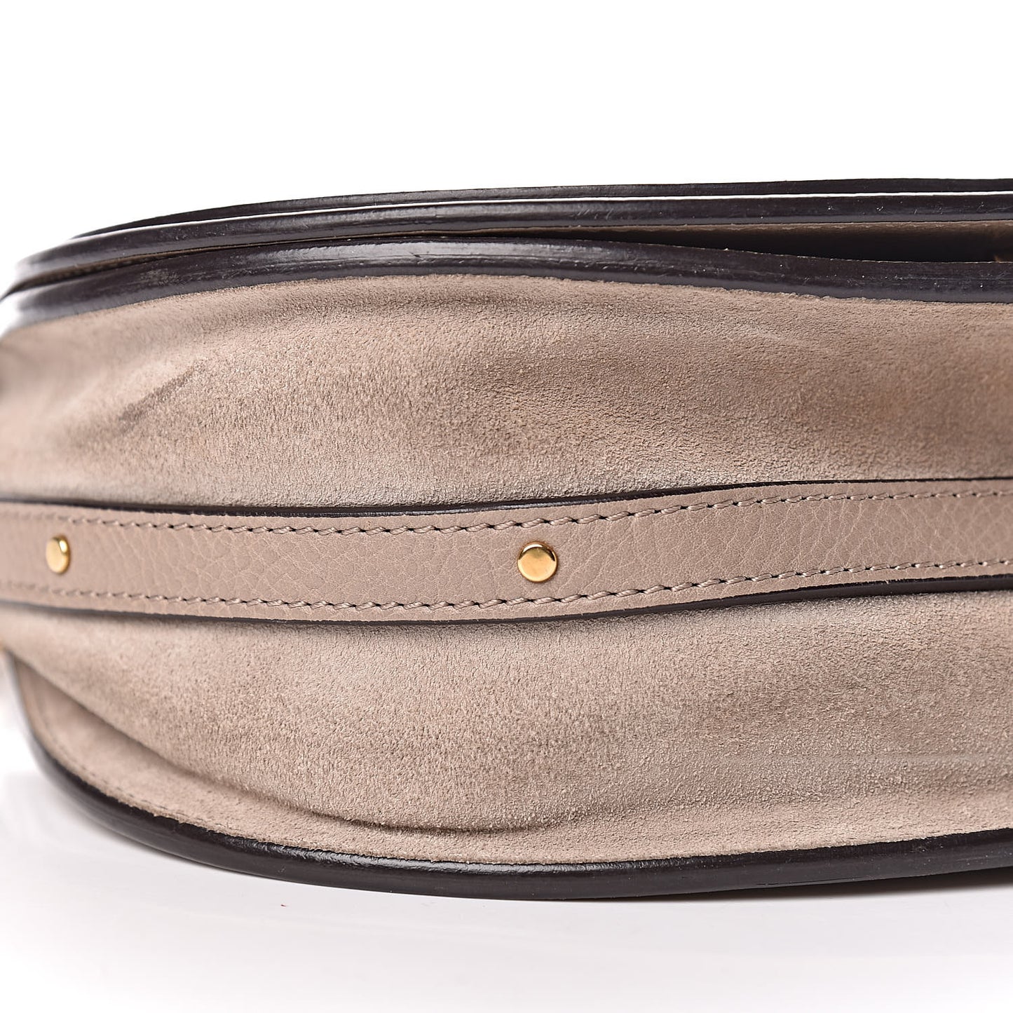 Calfskin Suede Medium Nile Bracelet Bag Motty Grey