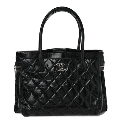 Chanel Glazed Calfskin Quilted Large New Portobello Tote Black 1 of 11