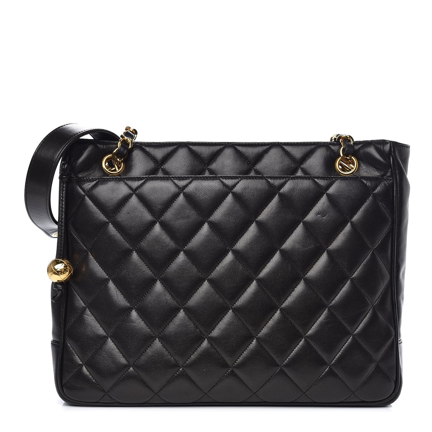 Lambskin Quilted Shoulder Bag Black