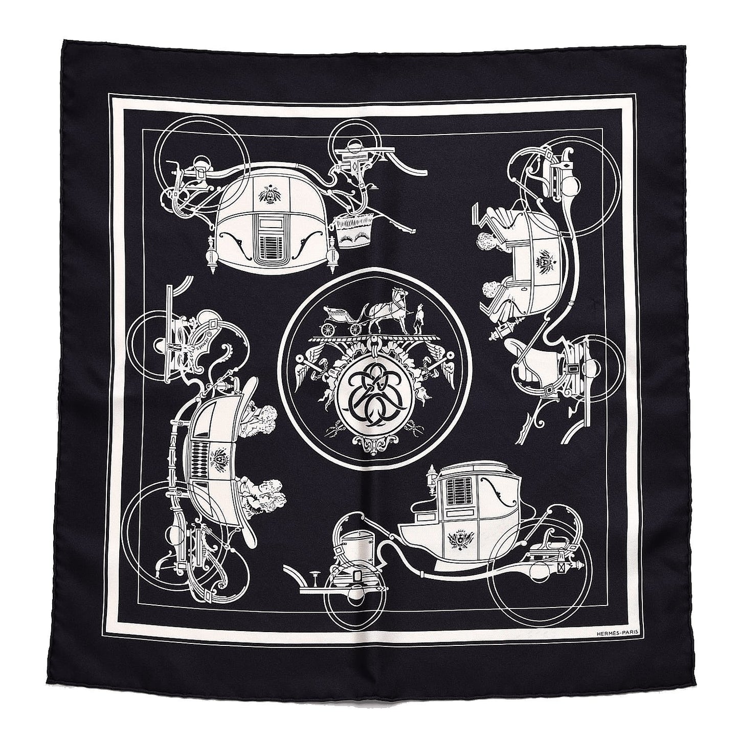 Silk Ex Libris Pocket Square Scarf Navy Bleu