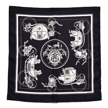 Hermes Silk Ex Libris Pocket Square Scarf Navy Bleu 1 of 5