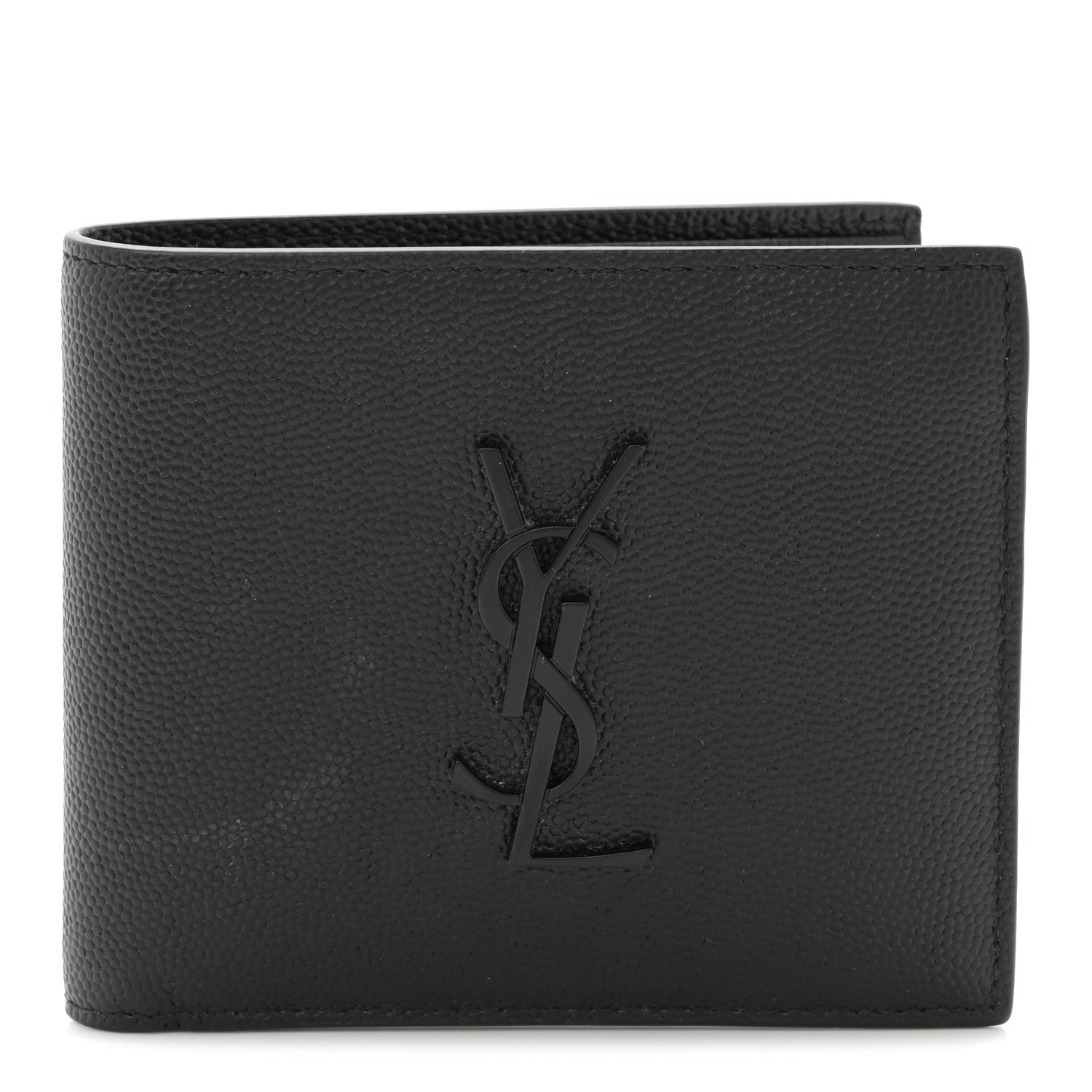 Saint Laurent Grain De Poudre Monogram Monochrome Bifold Wallet Black 1 of 6