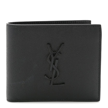 Saint Laurent Grain De Poudre Monogram Monochrome Bifold Wallet Black 1 of 6