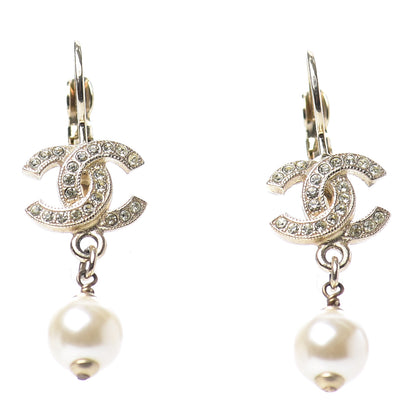 Chanel Resin Crystal CC Drop Earrings Gold 1 of 4