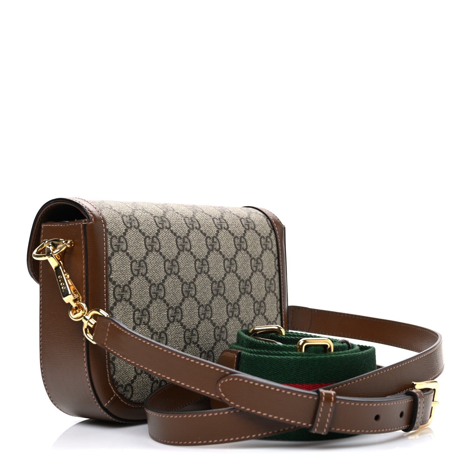 Gucci GG Supreme Monogram Web Mini Horsebit 1955 Shoulder Bag Beige Brown Sugar 3 of 10