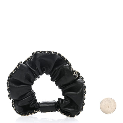 Chanel Lambskin Chain CC Hair Scrunchie Black Gold 2 of 4