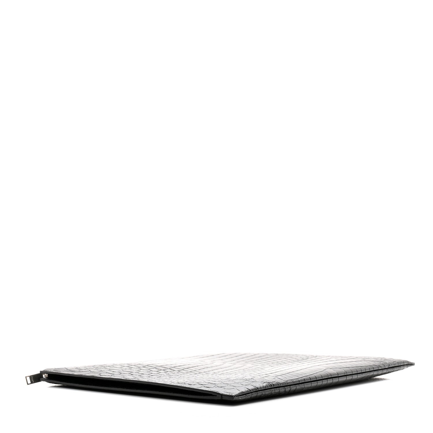 Saint Laurent Calfskin Crocodile Embossed Document Holder Black 4 of 9