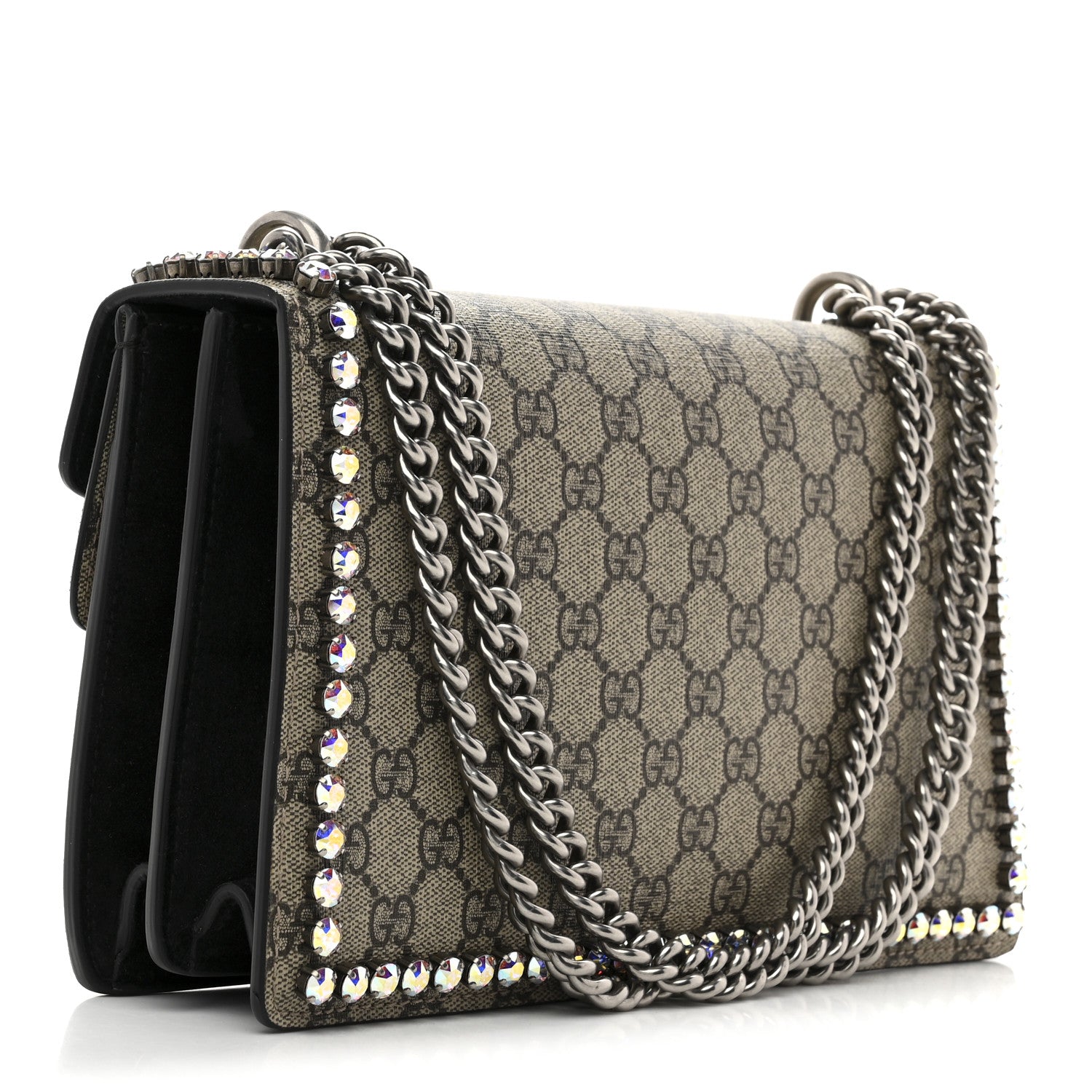 Gucci GG Supreme Monogram Crystal Small Dionysus Shoulder Bag Black 3 of 11