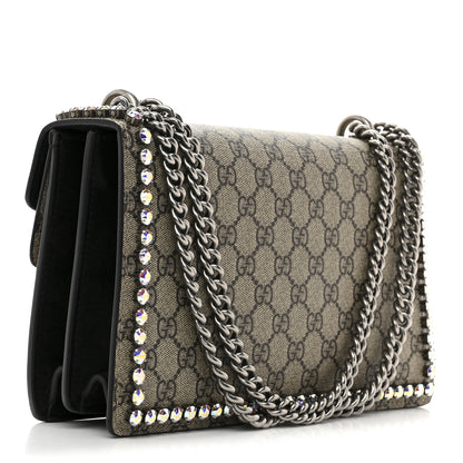 Gucci GG Supreme Monogram Crystal Small Dionysus Shoulder Bag Black 3 of 11