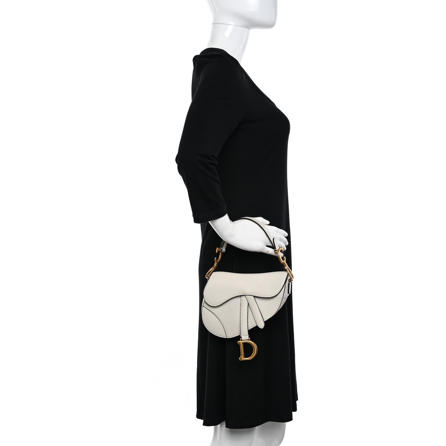 Christian Dior Grained Calfskin Mini Saddle Bag White 2 of 15