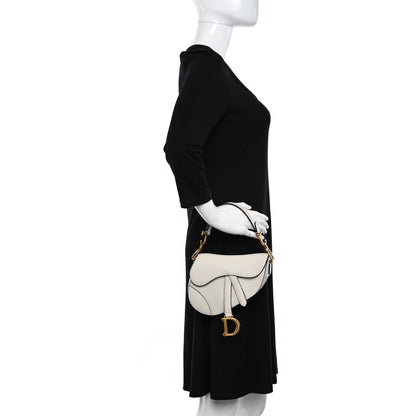 Christian Dior Grained Calfskin Mini Saddle Bag White 2 of 15