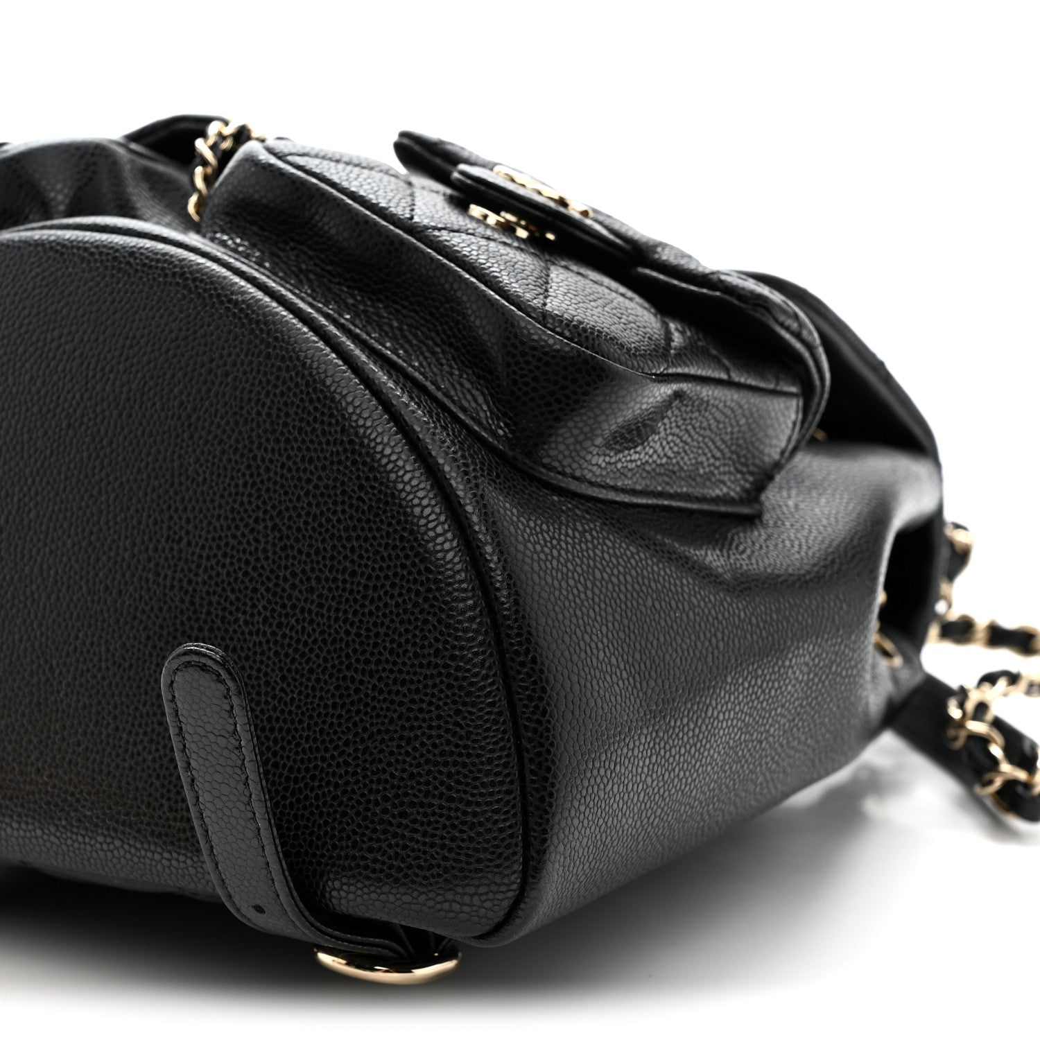 Chanel Shiny Caviar Quilted Medium Duma Pockets Drawstring Backpack Black 11 of 12