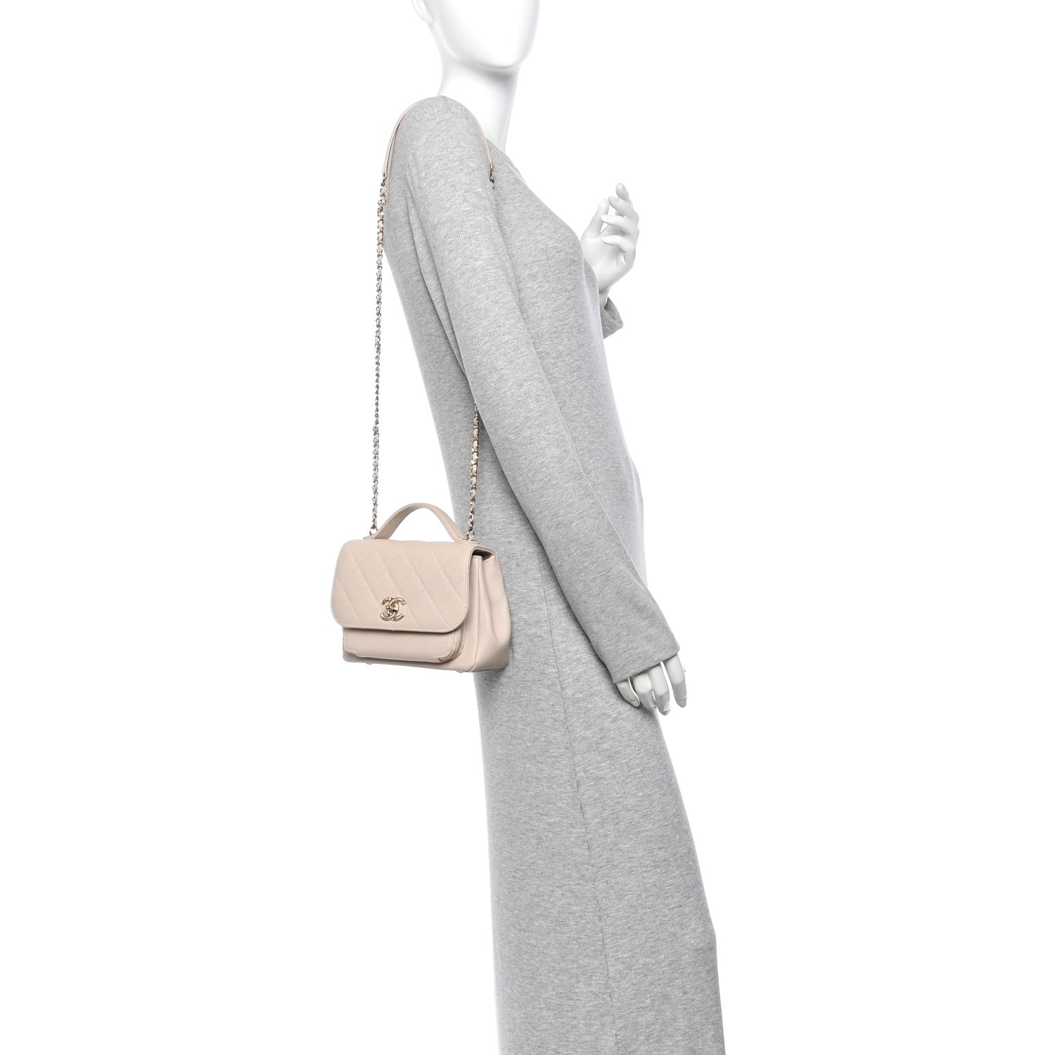 Chanel Caviar Quilted Small Business Affinity Flap Beige 2 of 12