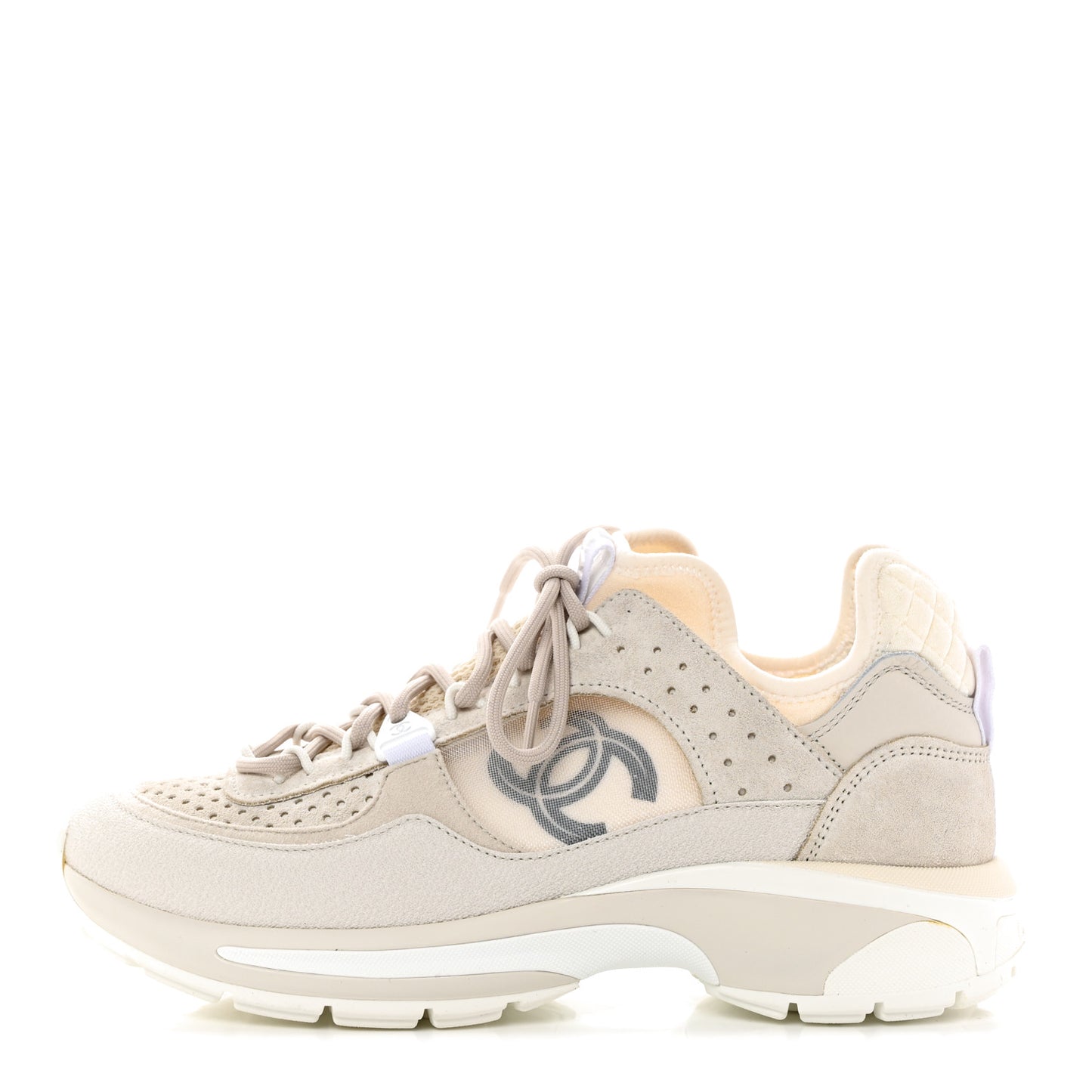 Suede Calfskin Womens CC Sneakers 38 White