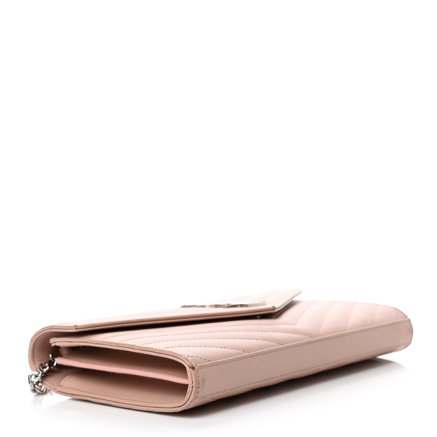 Grain De Poudre Matelasse Chevron Monogram Chain Wallet Pale Pink