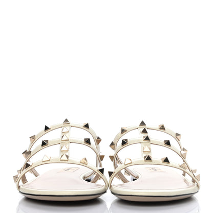 Valentino Garavani Nappa Rockstud Caged Flat Slide Sandals 39.5 Light Ivory 2 of 8