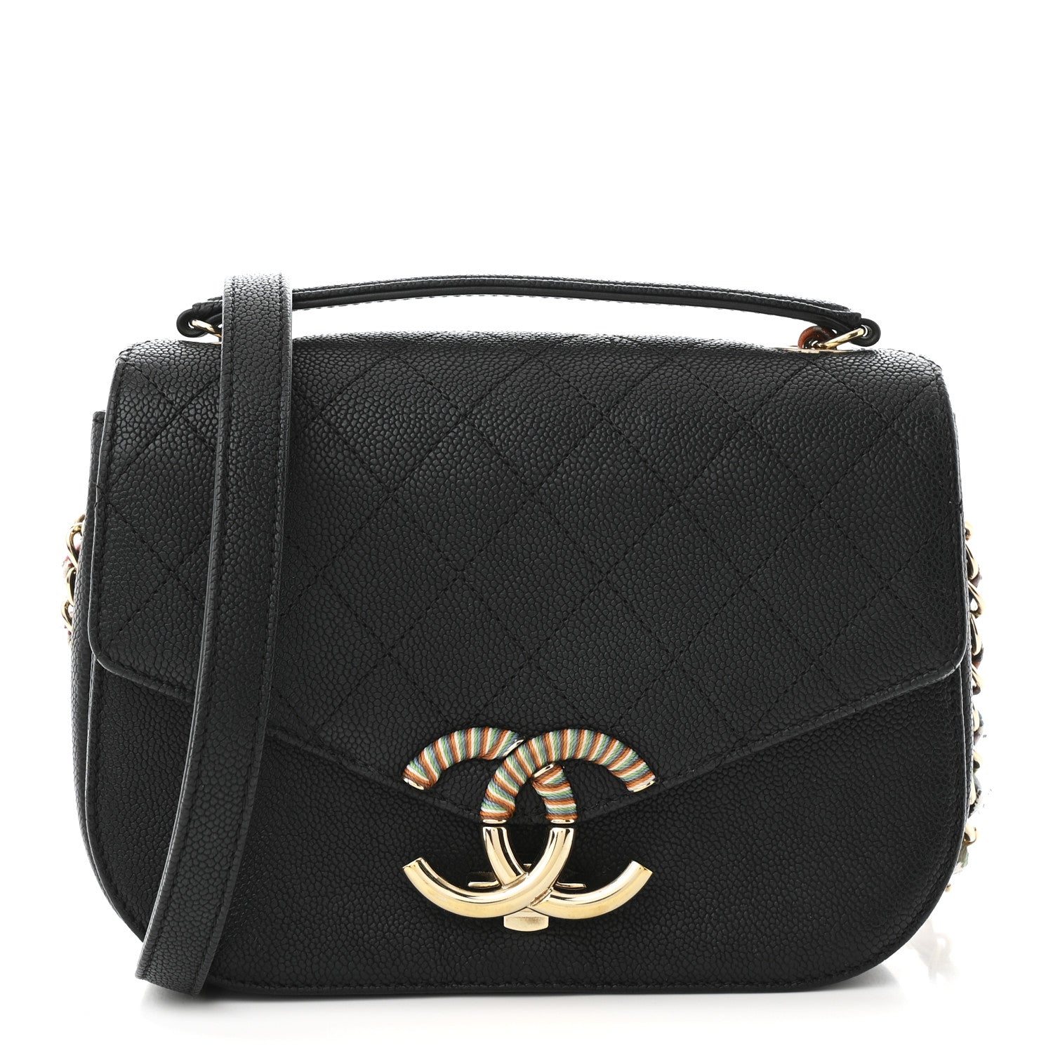 Chanel Grained Calfskin Quilted Small Cuba Top Handle Flap Black 1 of 10