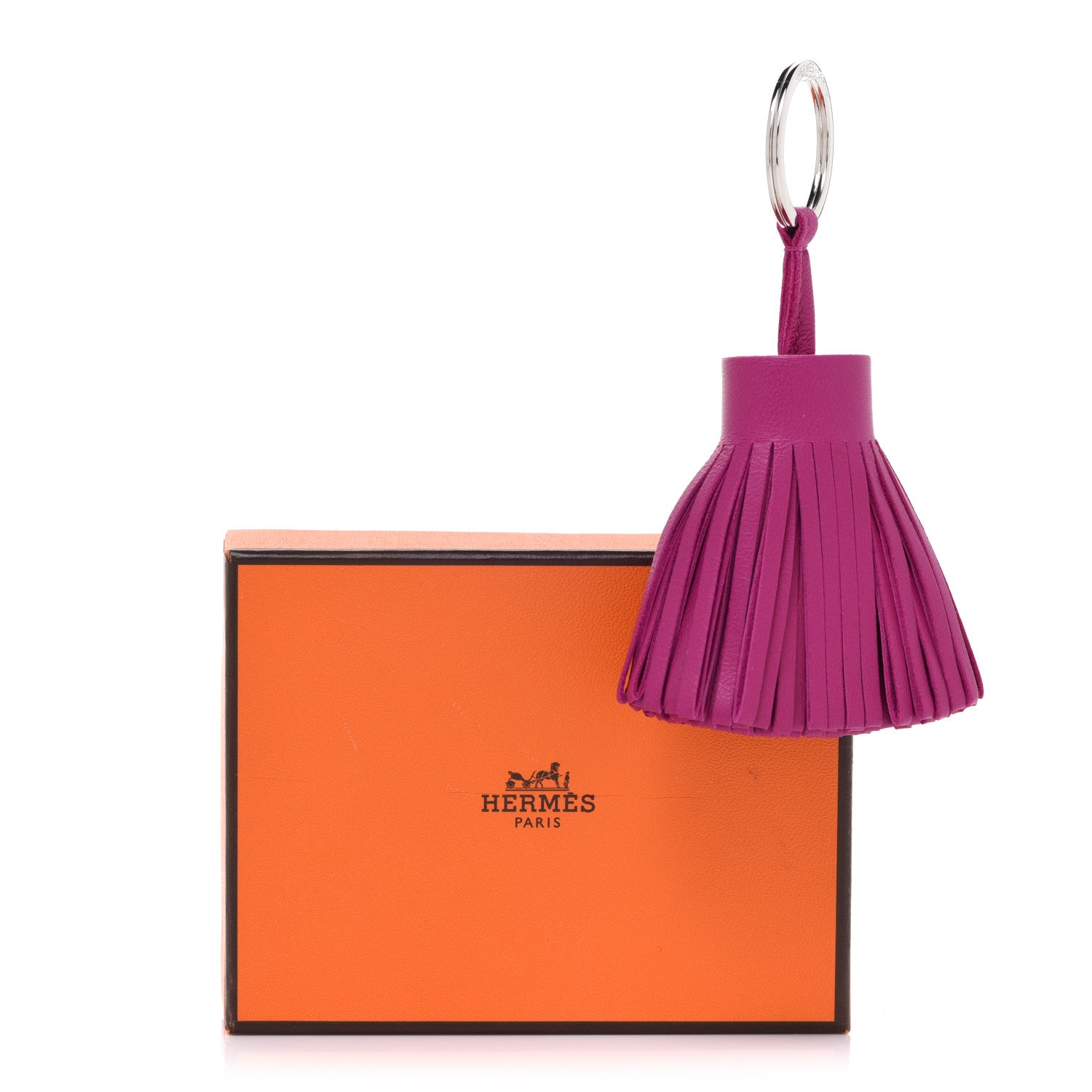 Hermes Lambskin Carmen Tassel Key Holder Rose Pourpre 3 of 3