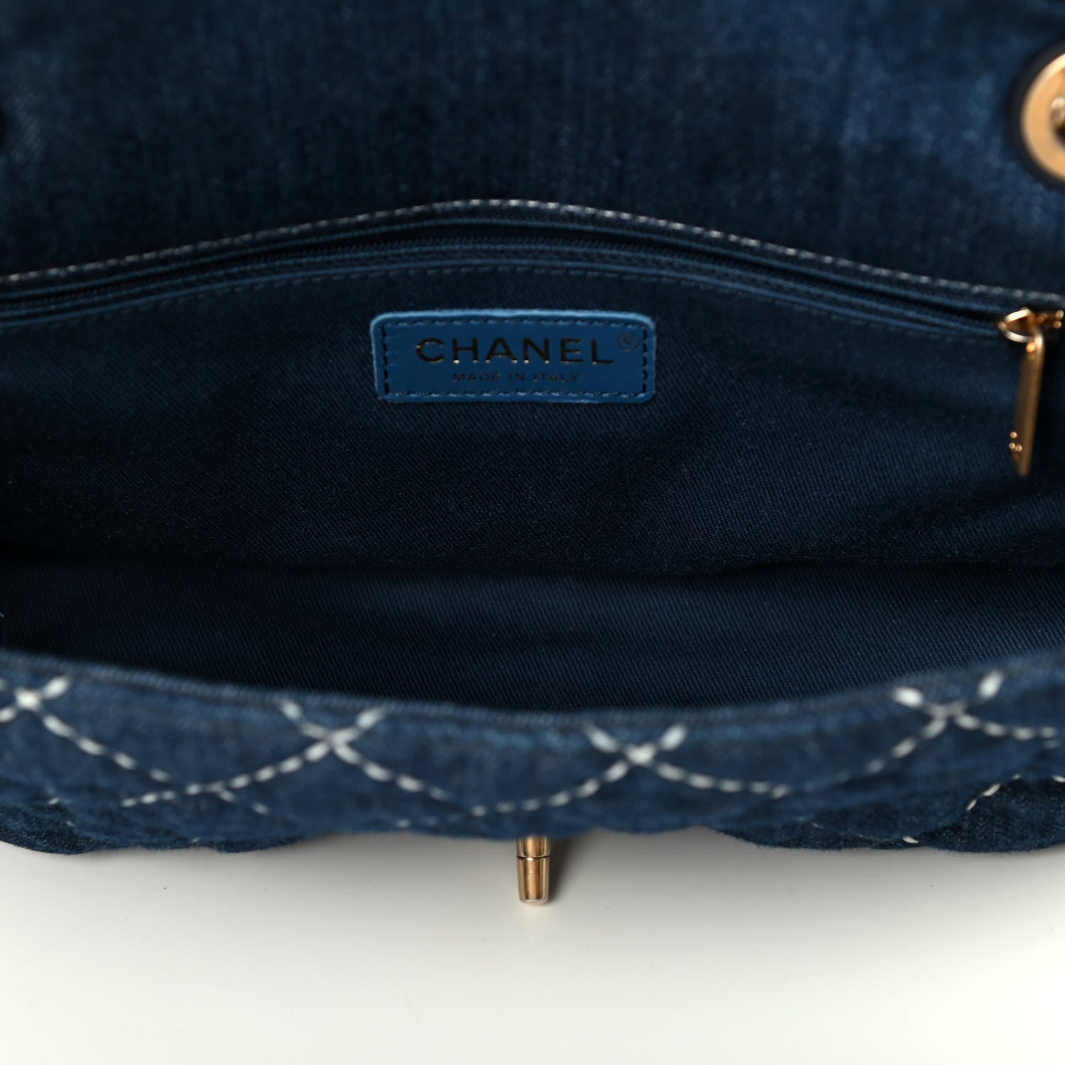 Chanel Denim Quilted Medium Denim Trip Single Flap Blue 4 of 4