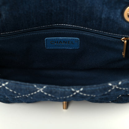 Chanel Denim Quilted Medium Denim Trip Single Flap Blue 4 of 4