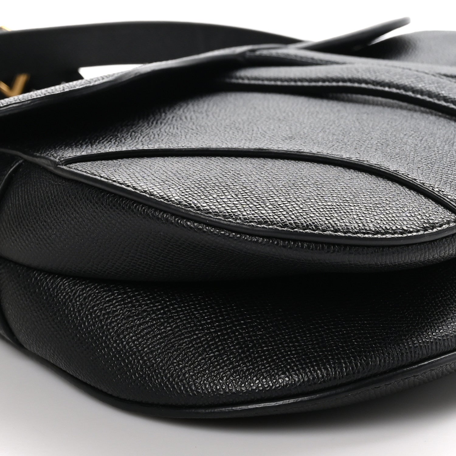 Christian Dior CHRISTIAN DIOR Grained Calfskin Saddle Bag With Strap Black 8 of 9