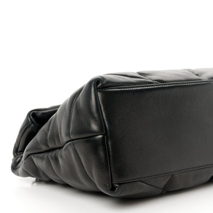 Saint Laurent Lambskin Quilted Monogram Monochrome Medium Loulou Puffer Chain Satchel Black 10 of 11