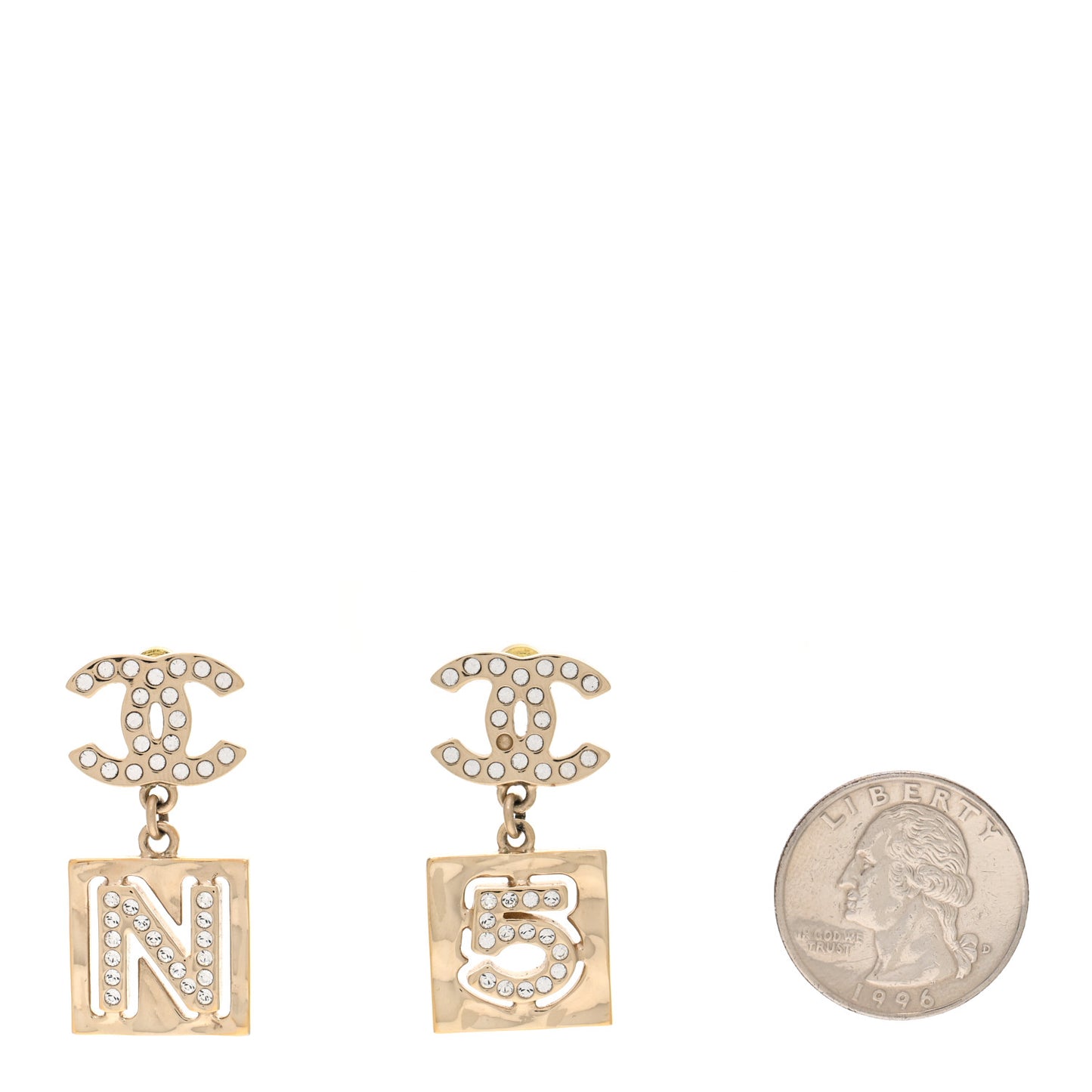 Crystal CC No 5 Drop Earrings Gold