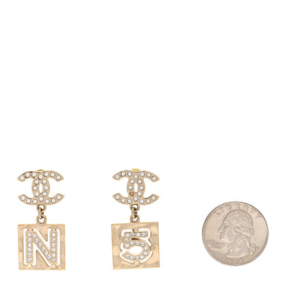 Chanel Crystal CC No 5 Drop Earrings Gold 2 of 6