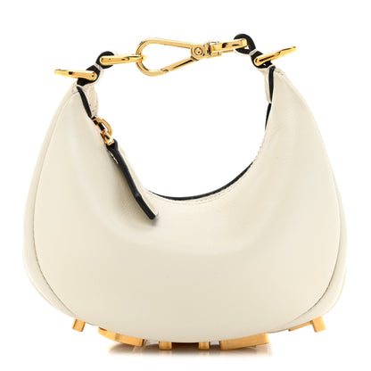 Fendi Vitello Grace Matte Nano Fendigraphy Hobo Charm White Ice 1 of 11