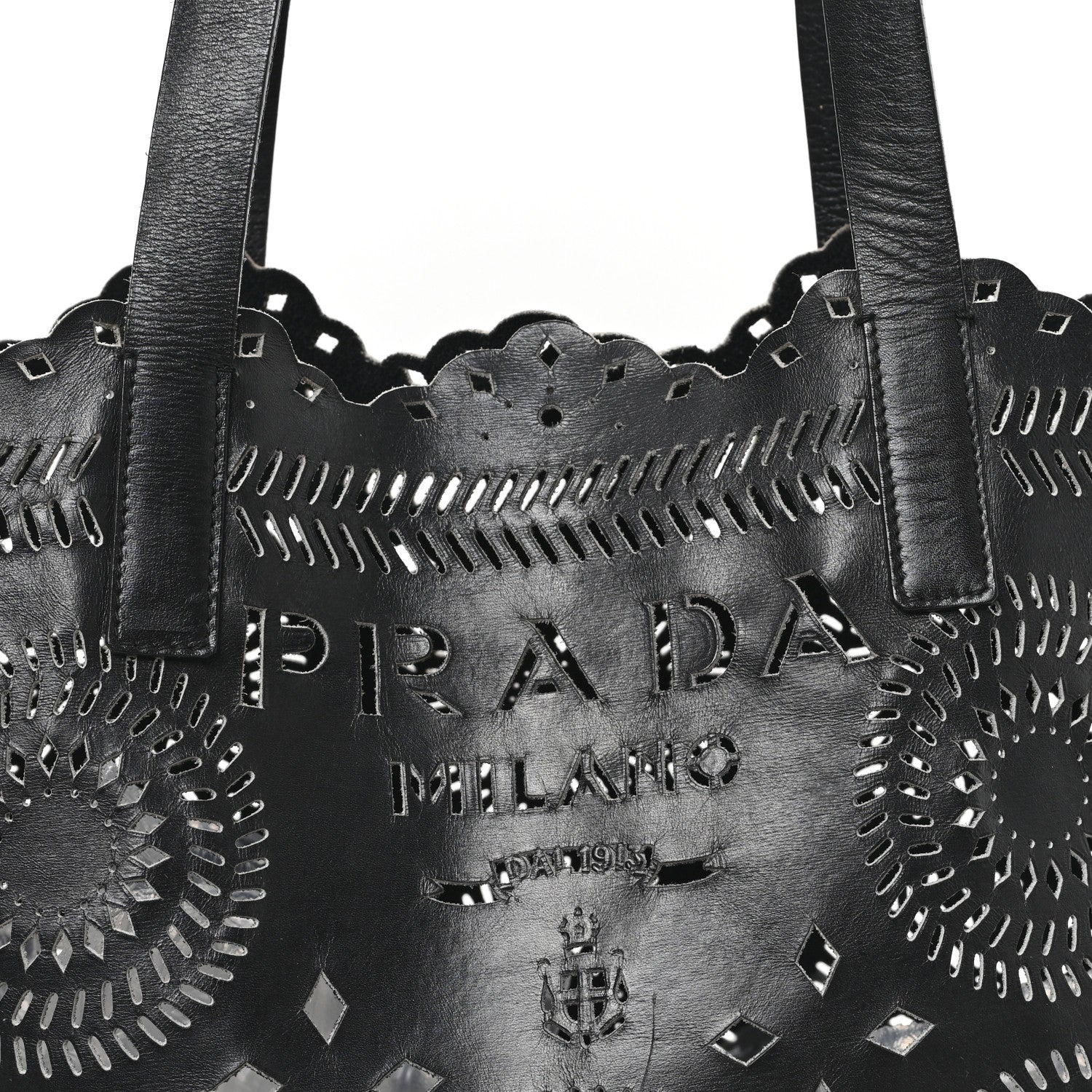 Prada City Calf Laser Cut Tote Black 8 of 12