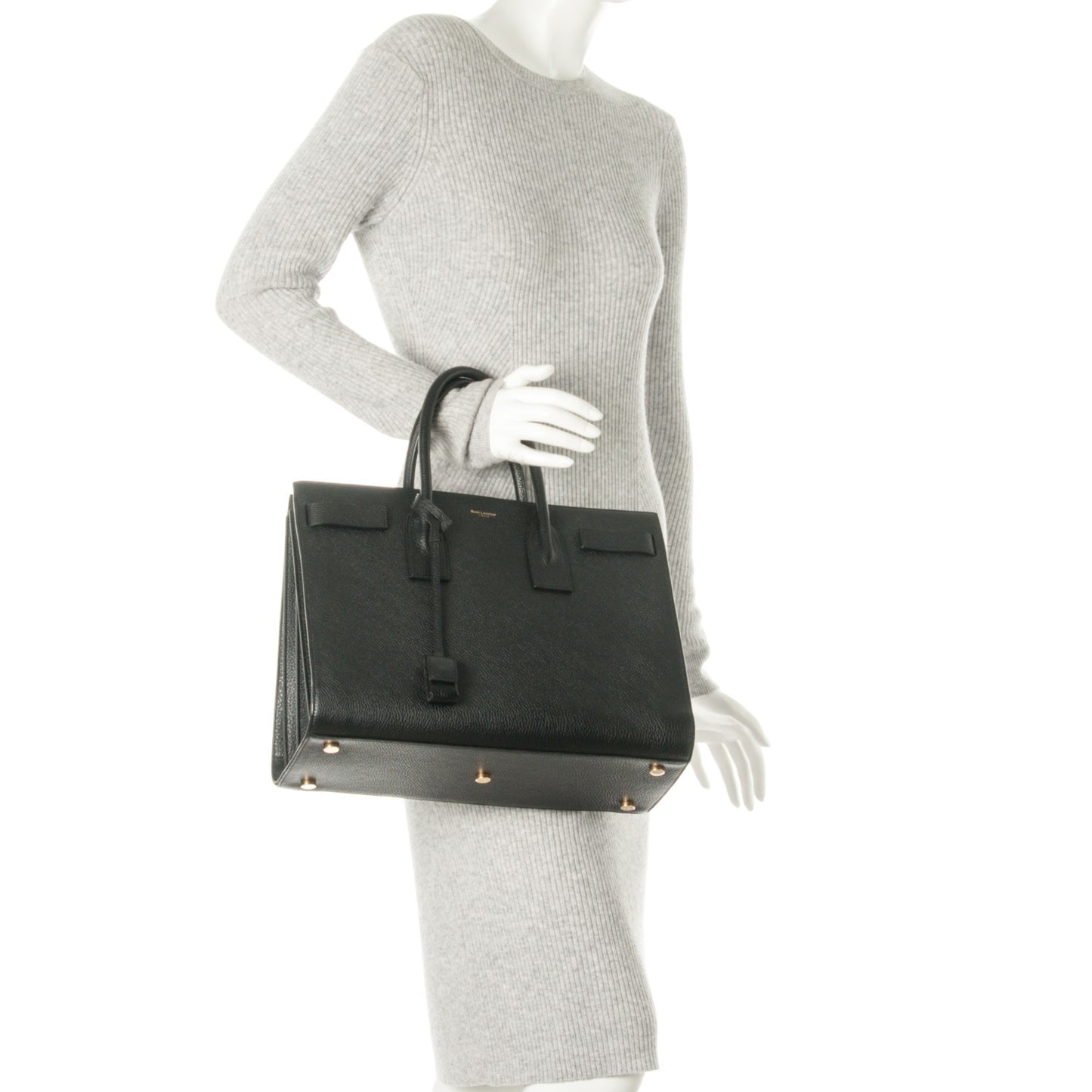 Grained Calfskin Large Sac De Jour Carryall Black