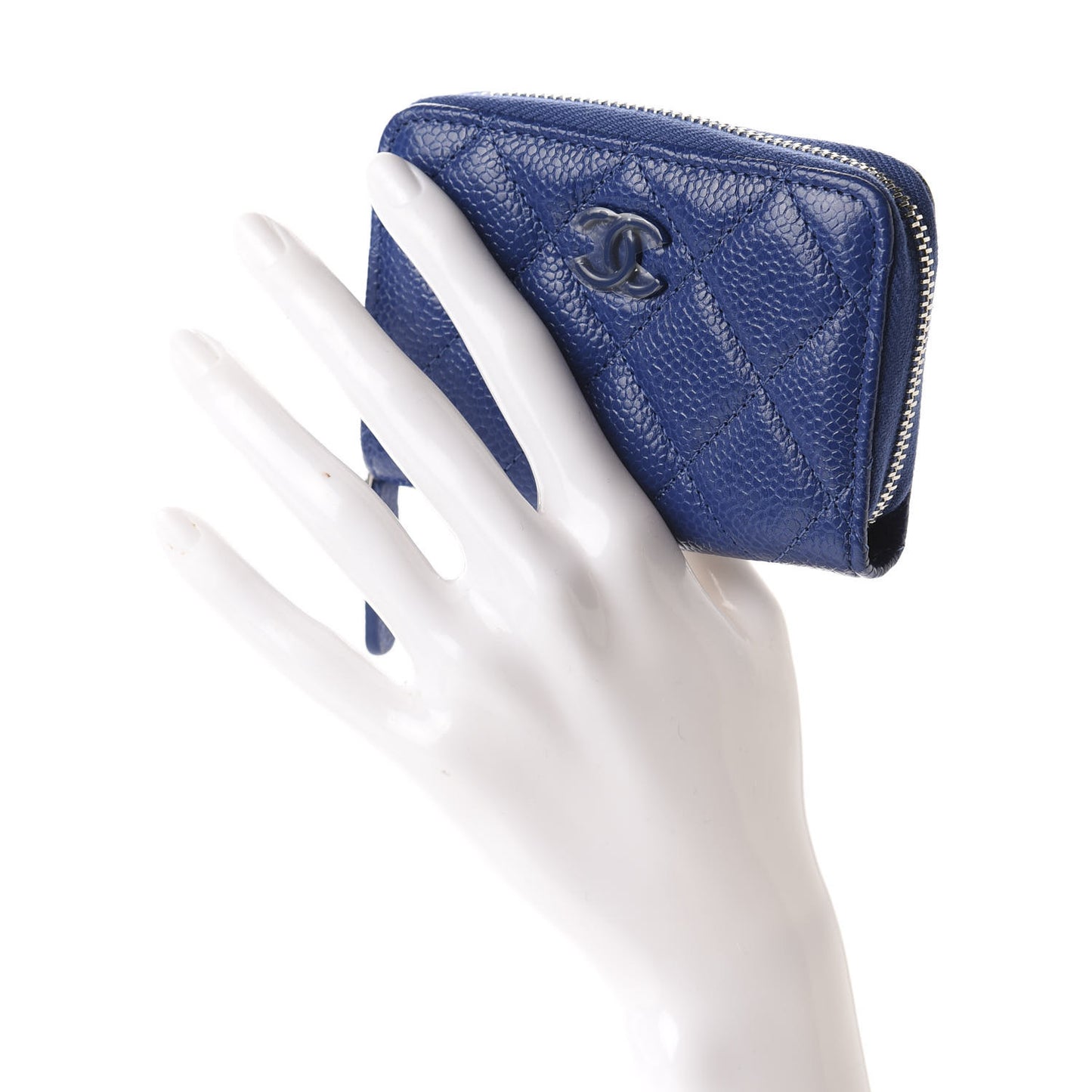 Caviar Quilted Incognito Zip Coin Purse Blue