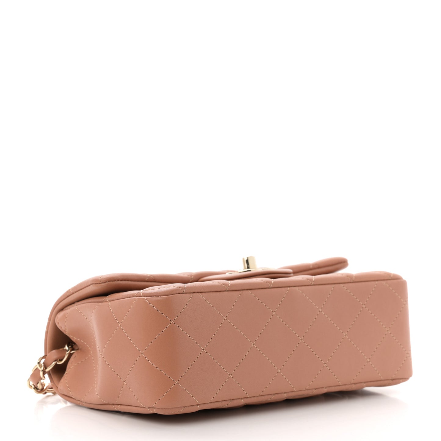 Lambskin Quilted Mini Rectangular Flap Brown