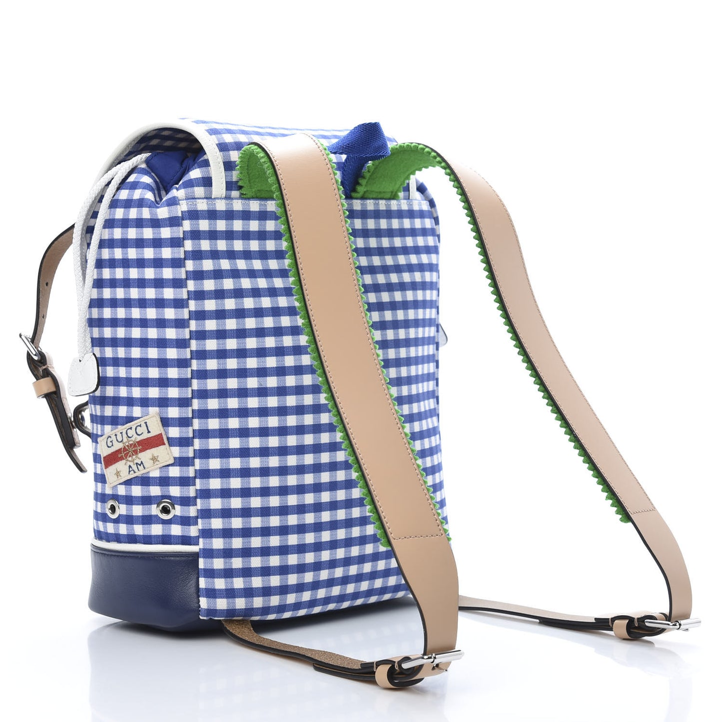 Coated Canvas Childrens Gingham Backpack Blue White