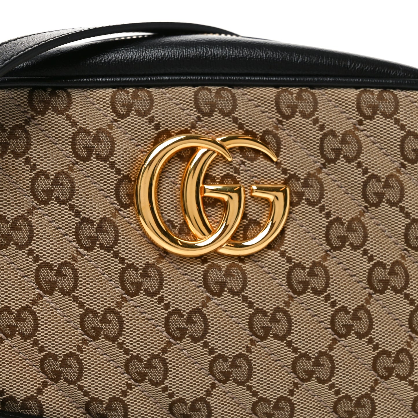 Monogram Matelasse Diagonal Small GG Marmont Chain Shoulder Bag Beige Black