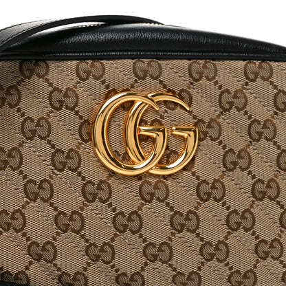 Gucci Monogram Matelasse Diagonal Small GG Marmont Chain Shoulder Bag Beige Black 8 of 10
