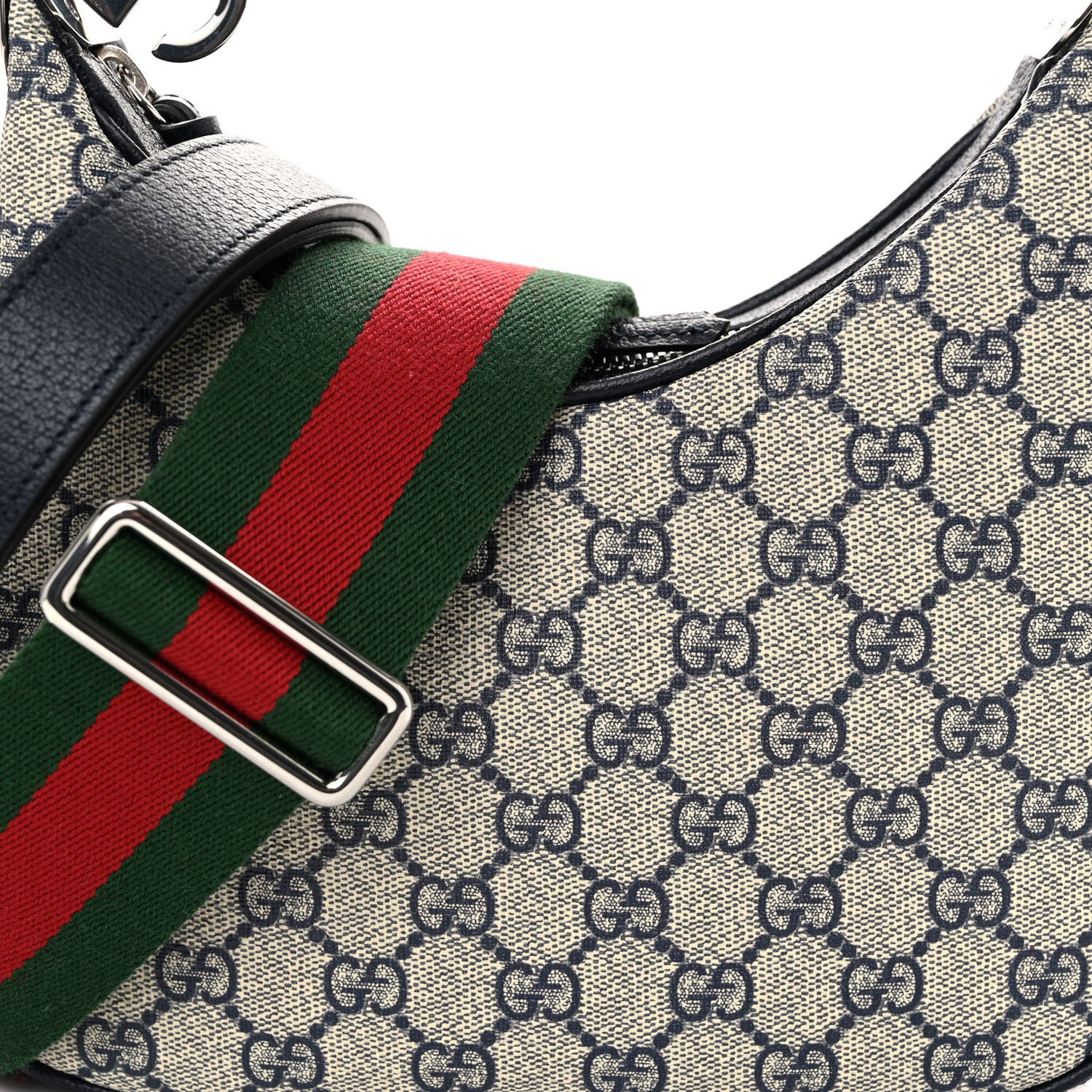 Gucci GG Supreme Monogram Textured Calfskin Web Small Attache Shoulder Bag Beige Blue 7 of 9