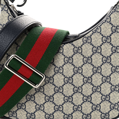 Gucci GG Supreme Monogram Textured Calfskin Web Small Attache Shoulder Bag Beige Blue 7 of 9