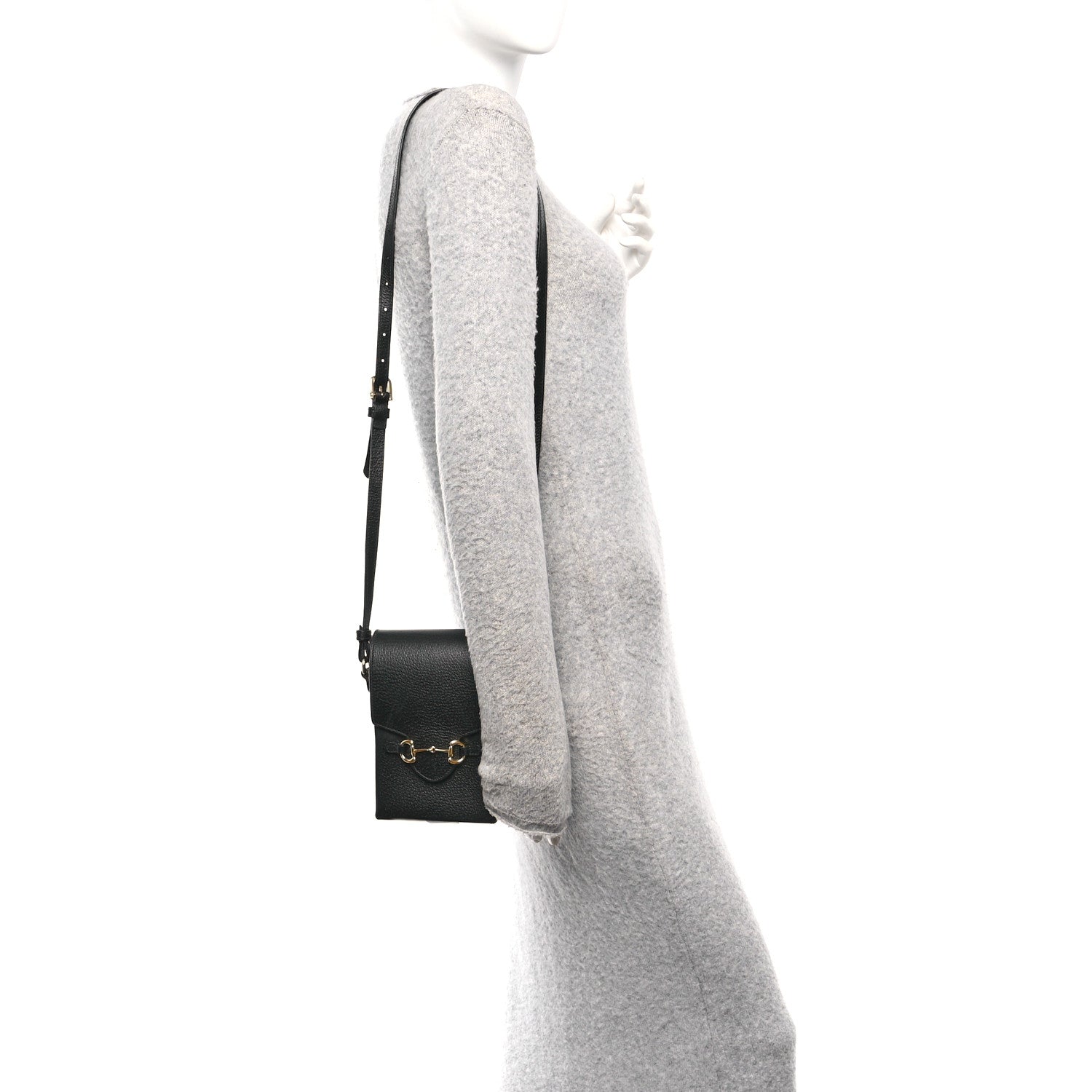 Gucci Dollar Calfskin Vertical Horsebit 1955 Crossbody Bag Black 2 of 15