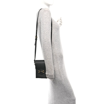 Gucci Dollar Calfskin Vertical Horsebit 1955 Crossbody Bag Black 2 of 15